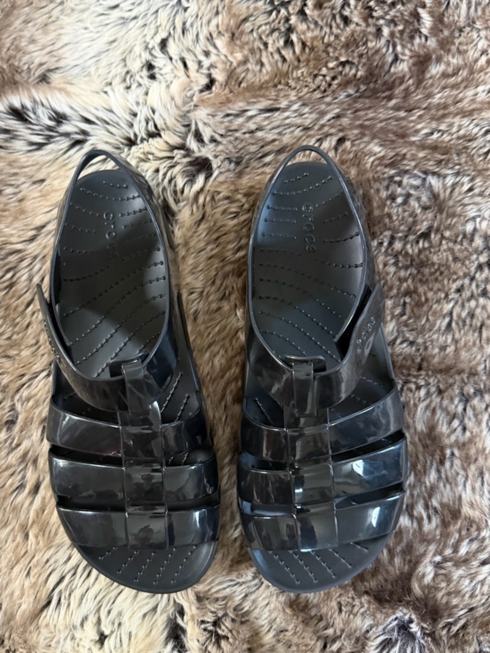Croc Black Jelly Fisherman Sandals